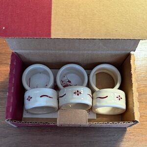 Longaberger Cream and Red Napkin Rings